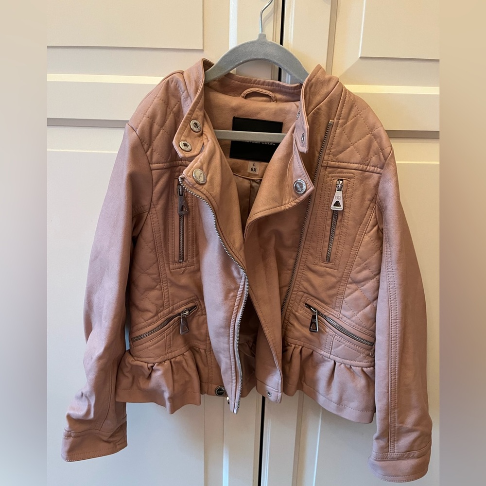 Blush colored faux leather peplum jacket - like new